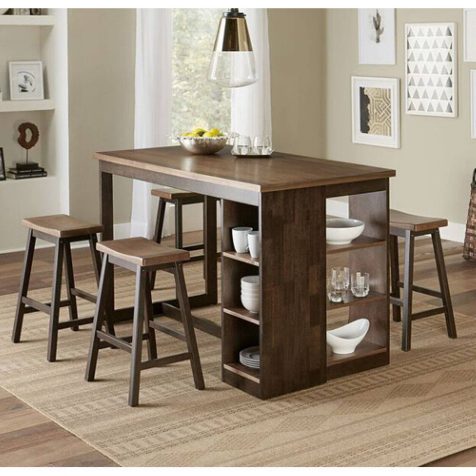 counter height dining set with storage Skyland 5 piece wooden counter height dining set, square dining table