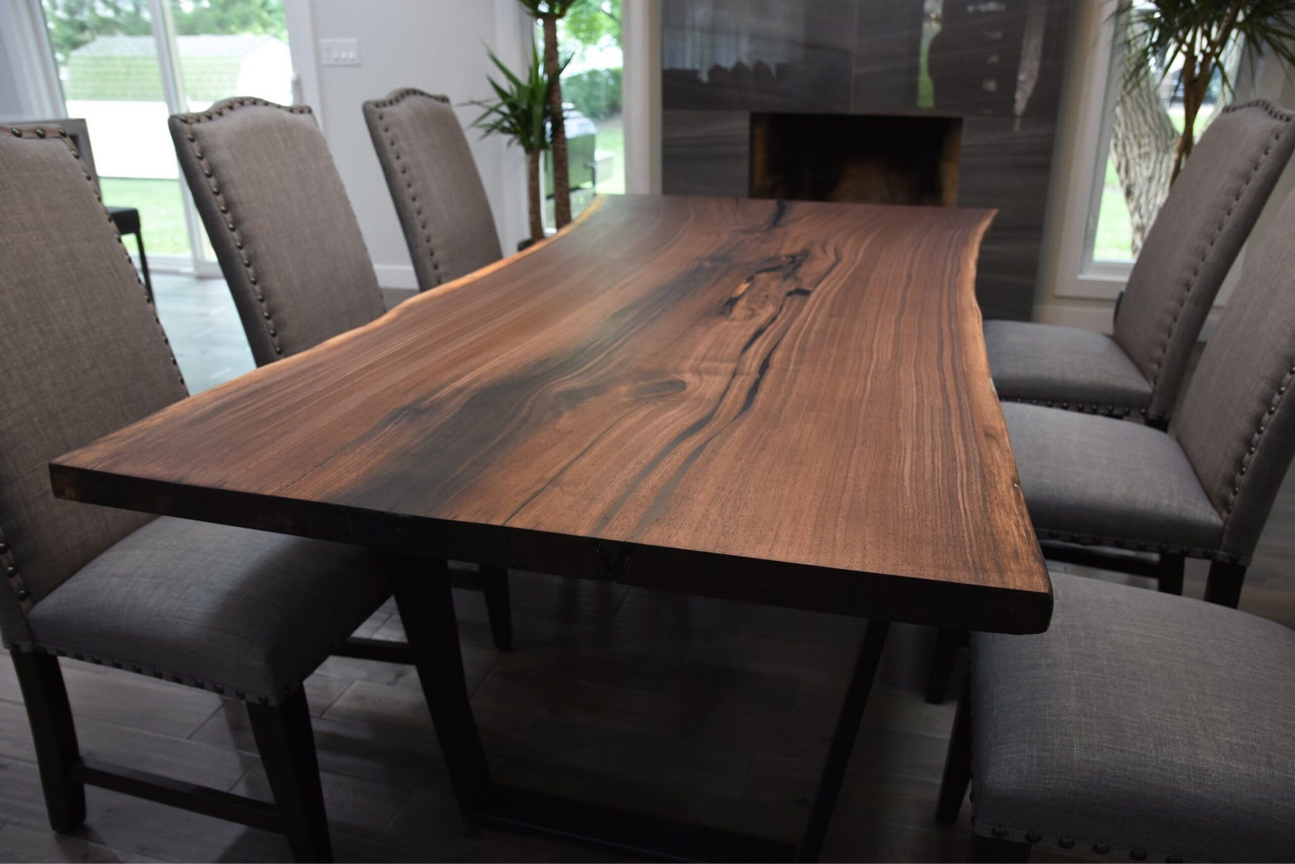 Black Walnut Live Edge Dining Table Table dining walnut edge live legs wood furniture trapezoid 1×3 metal tische plank slab designs besuchen epoxy river