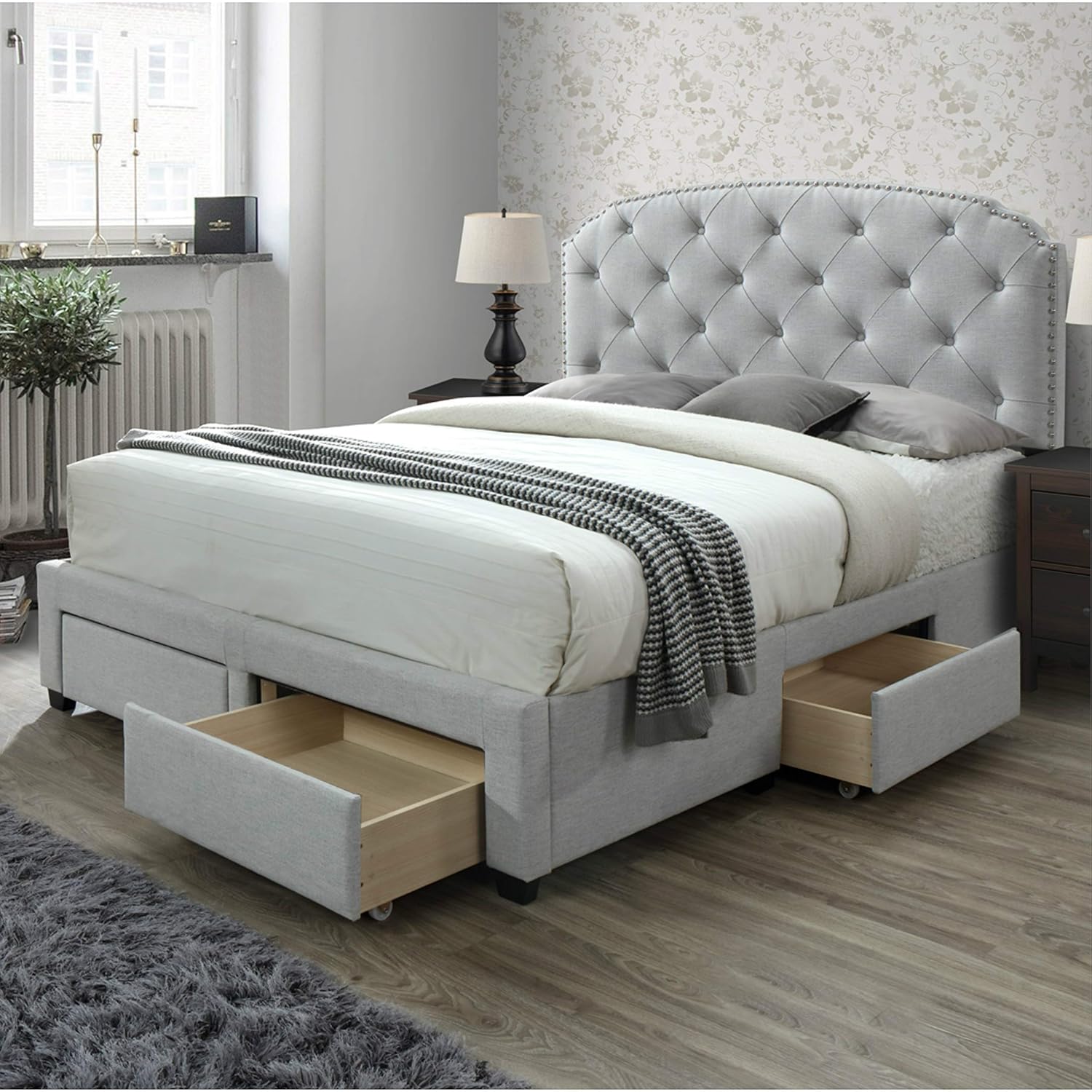 Queen Size Tufted Platform Bed Storage Latitude run® gabouray tufted upholstered low profile storage platform