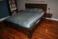 platform bed with floating nightstands Platform bed with nightstands attached