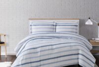 blue and white striped comforter set Seersucker blue and white stripe cotton comforter set – sky iris