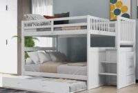 white twin over full bunk bed with trundle Bunk beds trundle tidur tempat besi desain