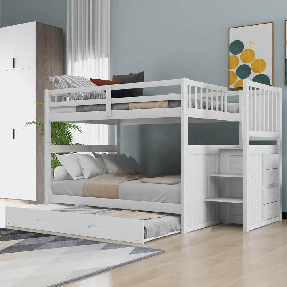 white twin over full bunk bed with trundle Bunk beds trundle tidur tempat besi desain