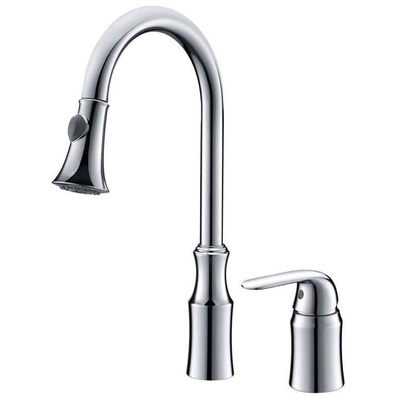 2-Handle 4 Hole Pull Down Kitchen Faucet Pull down kitchen faucet