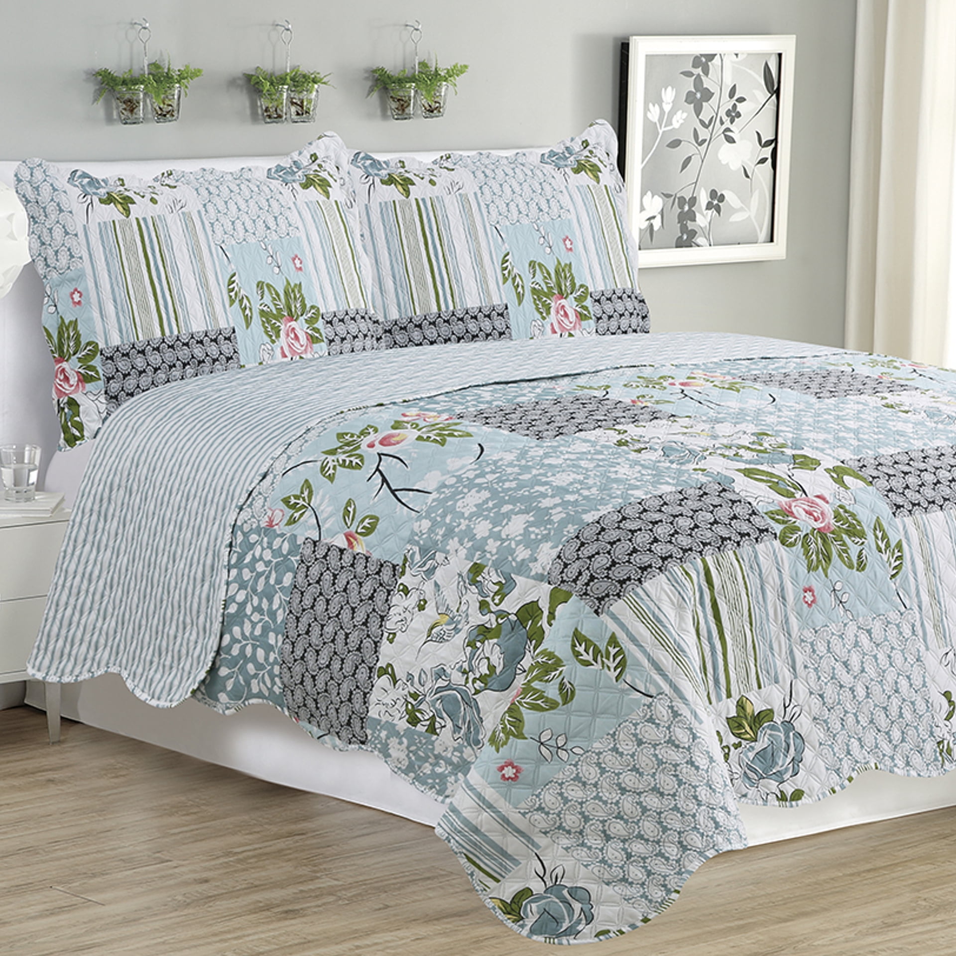 king size bedspreads and quilts Quilt bedding king lightweight bedspread soft queen sham shams walmart rose printed luxe resistant microfiber mite hypoallergenic brushed breathable pieces