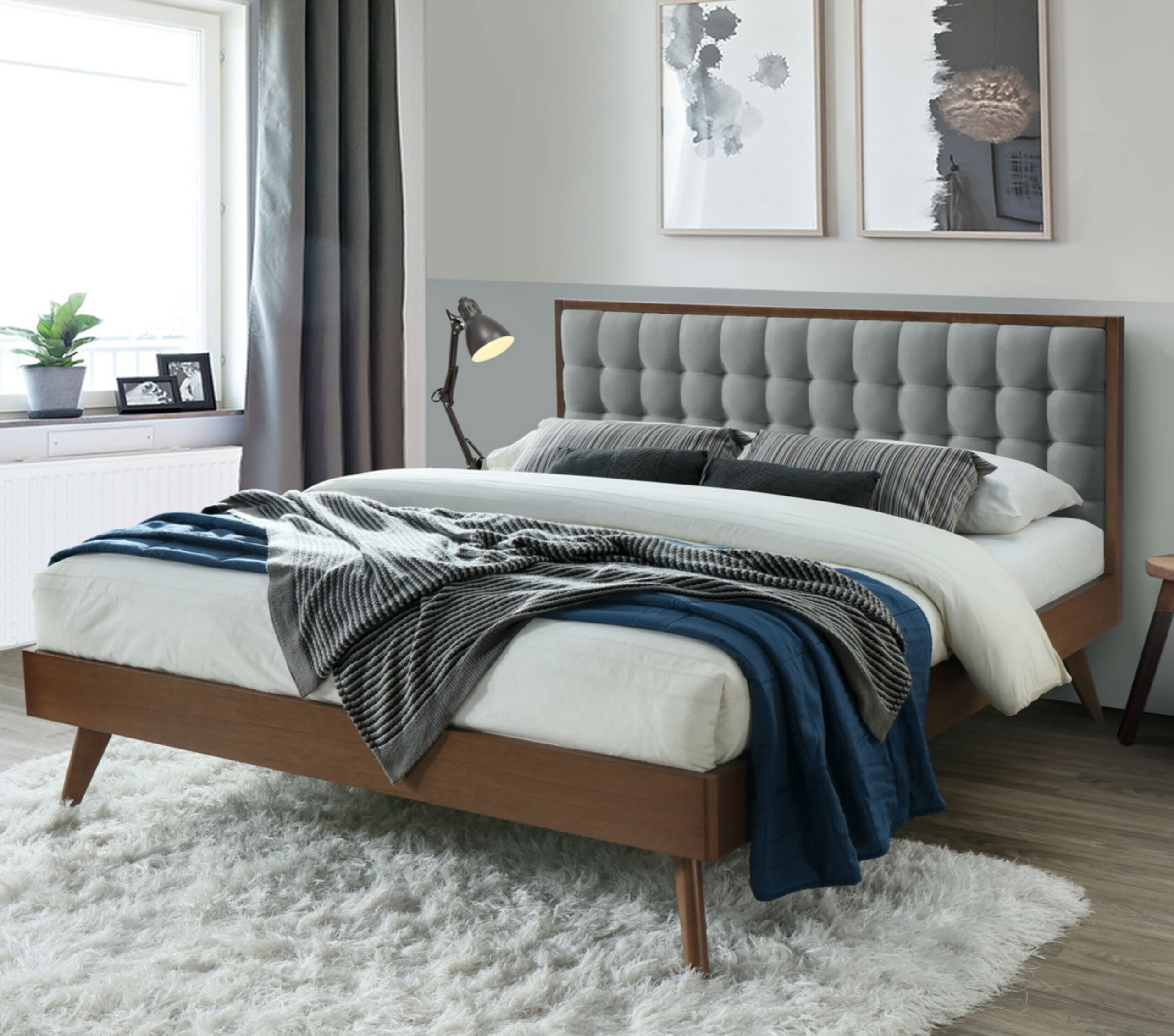 mid century modern platform bed frame Dg casa soloman mid century modern tufted upholstered platform bed