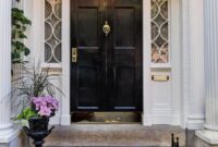 black entry door with sidelights Black fiberglass door with sidelights / they have a high level of