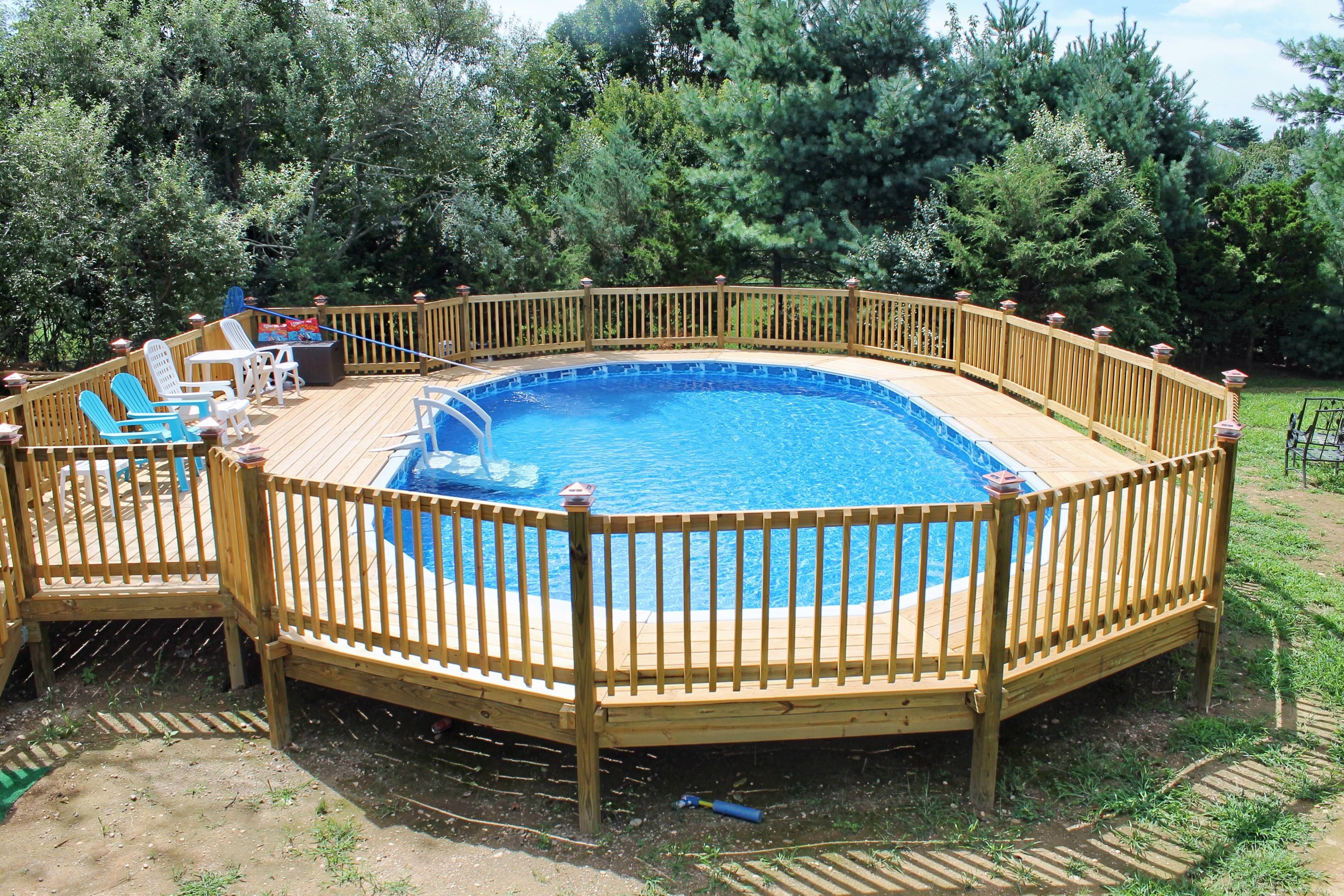 Pictures Of Oval Above Ground Pool Decks | Pool deck plans, Swimming