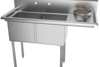 stainless steel kitchen sink with drainboard 2 compartment 48" stainless steel commercial kitchen prep & utility