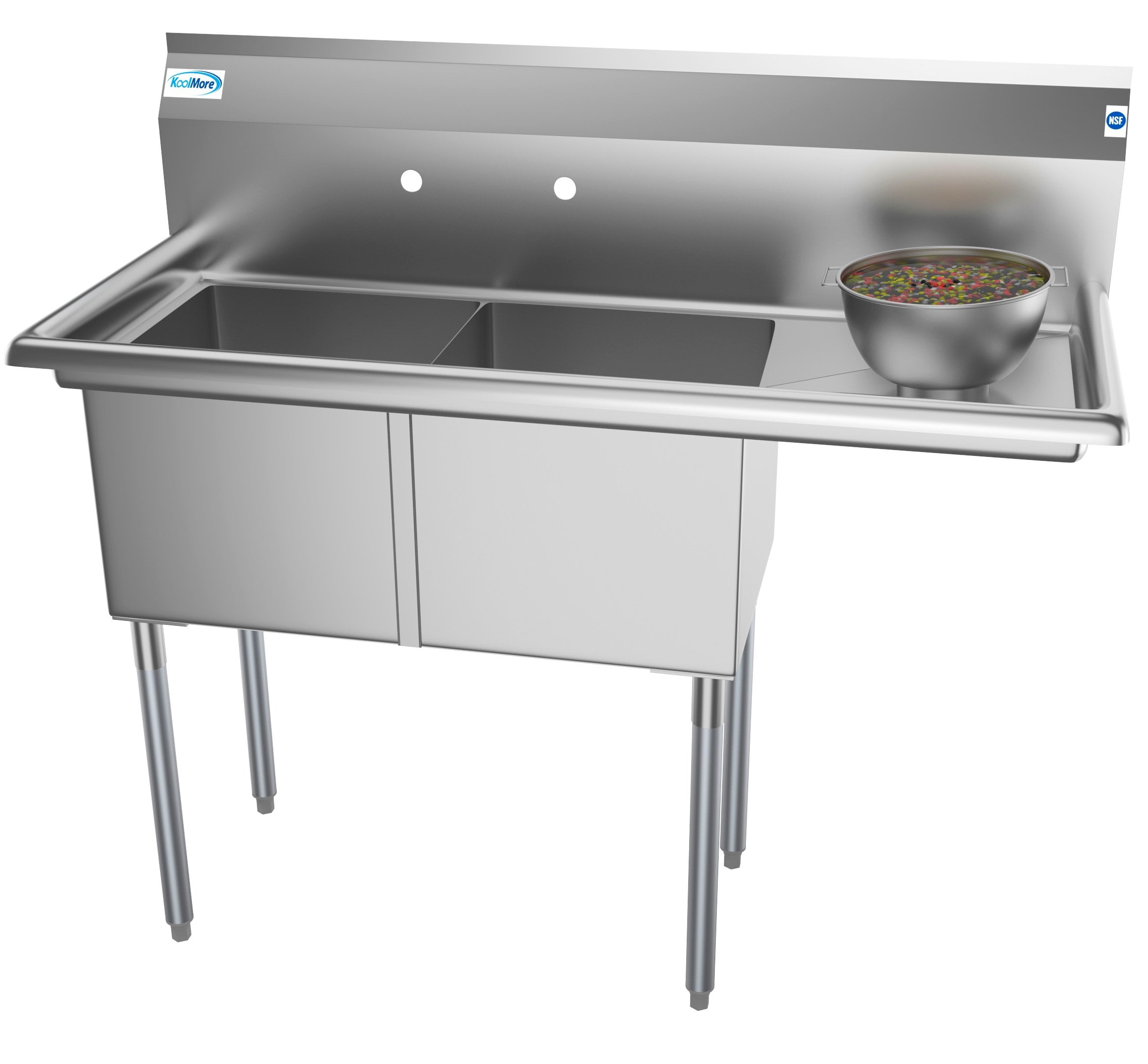 stainless steel kitchen sink with drainboard 2 compartment 48" stainless steel commercial kitchen prep & utility