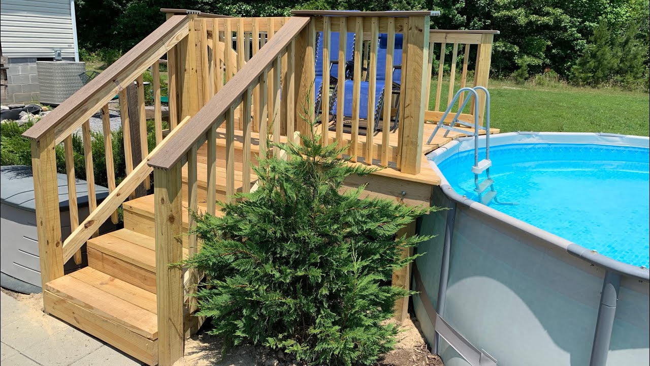 how to build an above ground pool deck step by step Build pool deck step step