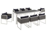 9 Piece Gray Square Aluminum Patio Dining Set Cushions elin myles eight hanover