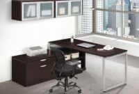 modern l shaped desk with storage Modern l-shaped desk with integrated storage in bark gray in 2020