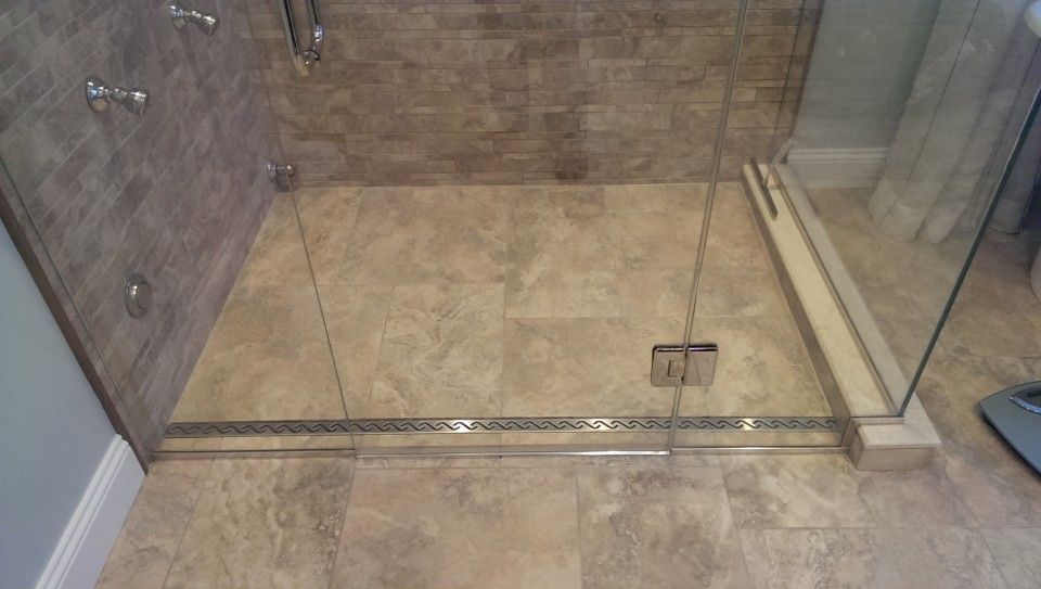 curbless shower with linear drain Shower base curbless drain linear pan custom choose board floor bases