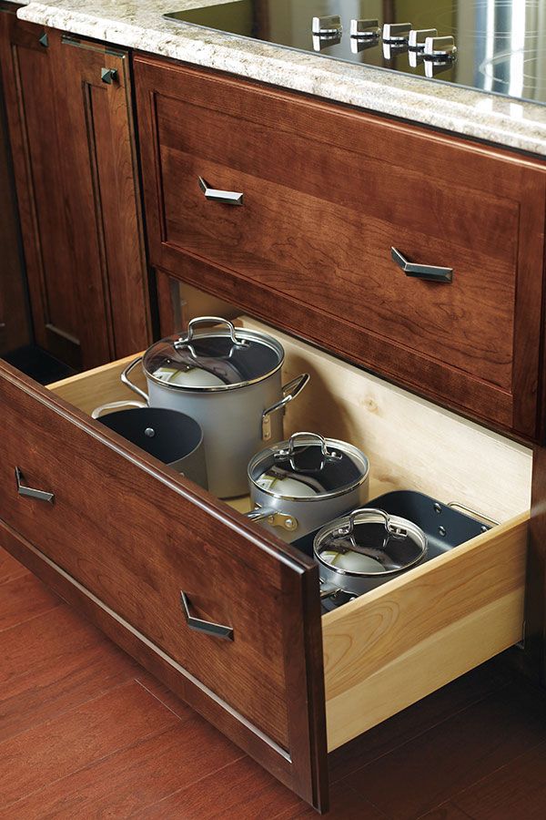 kitchen cabinets pots and pans drawer Custom pot and pan drawer cabinet under range top. top drawer holds