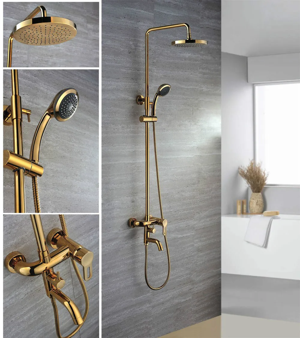 Rain Shower Faucets with Handheld Bathroom shower faucet with chrome polished mixer tap and slide bar