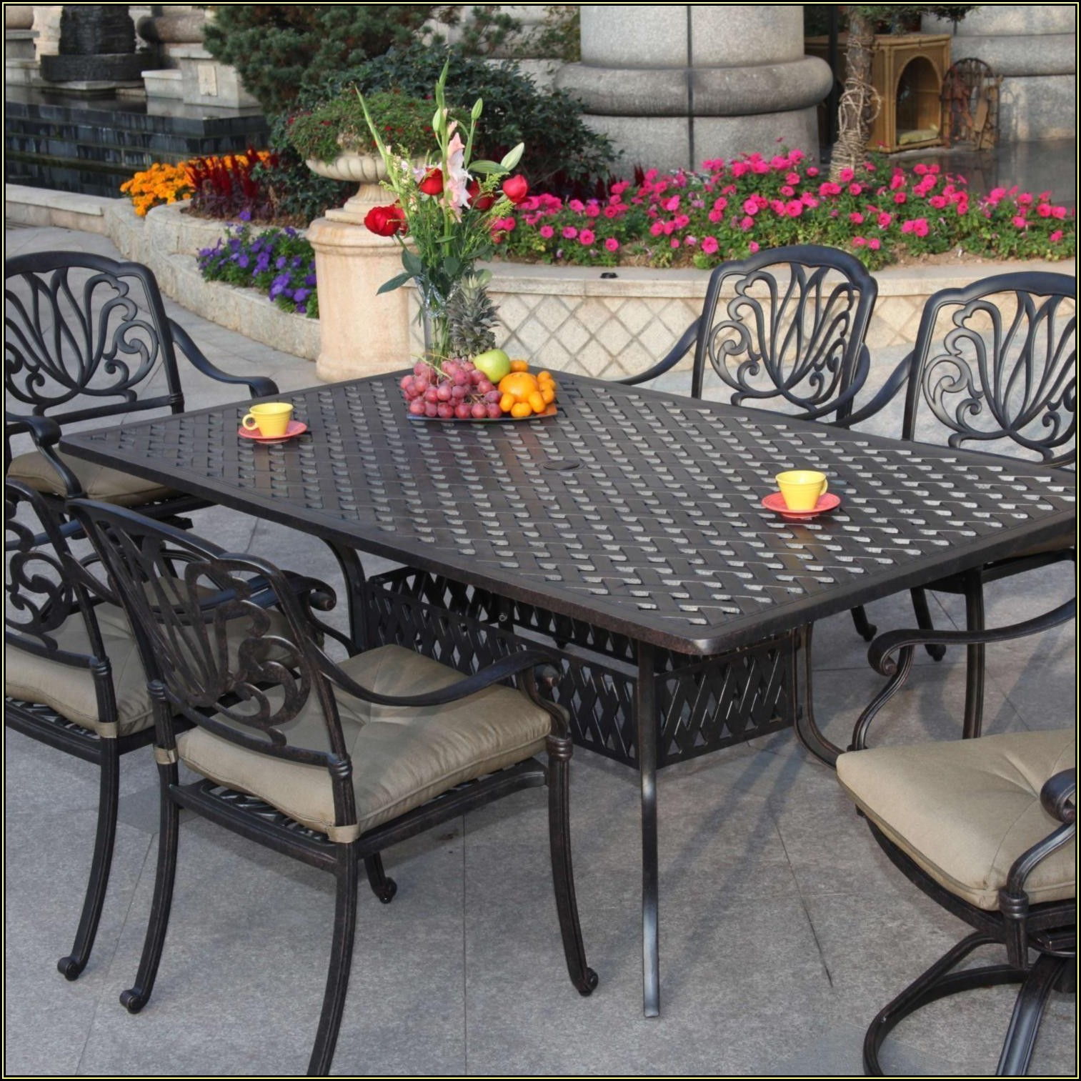 9 Piece Rectangle Aluminum Patio Dining Set Madison 9 piece cast aluminum patio dining set w/ 60 inch square table