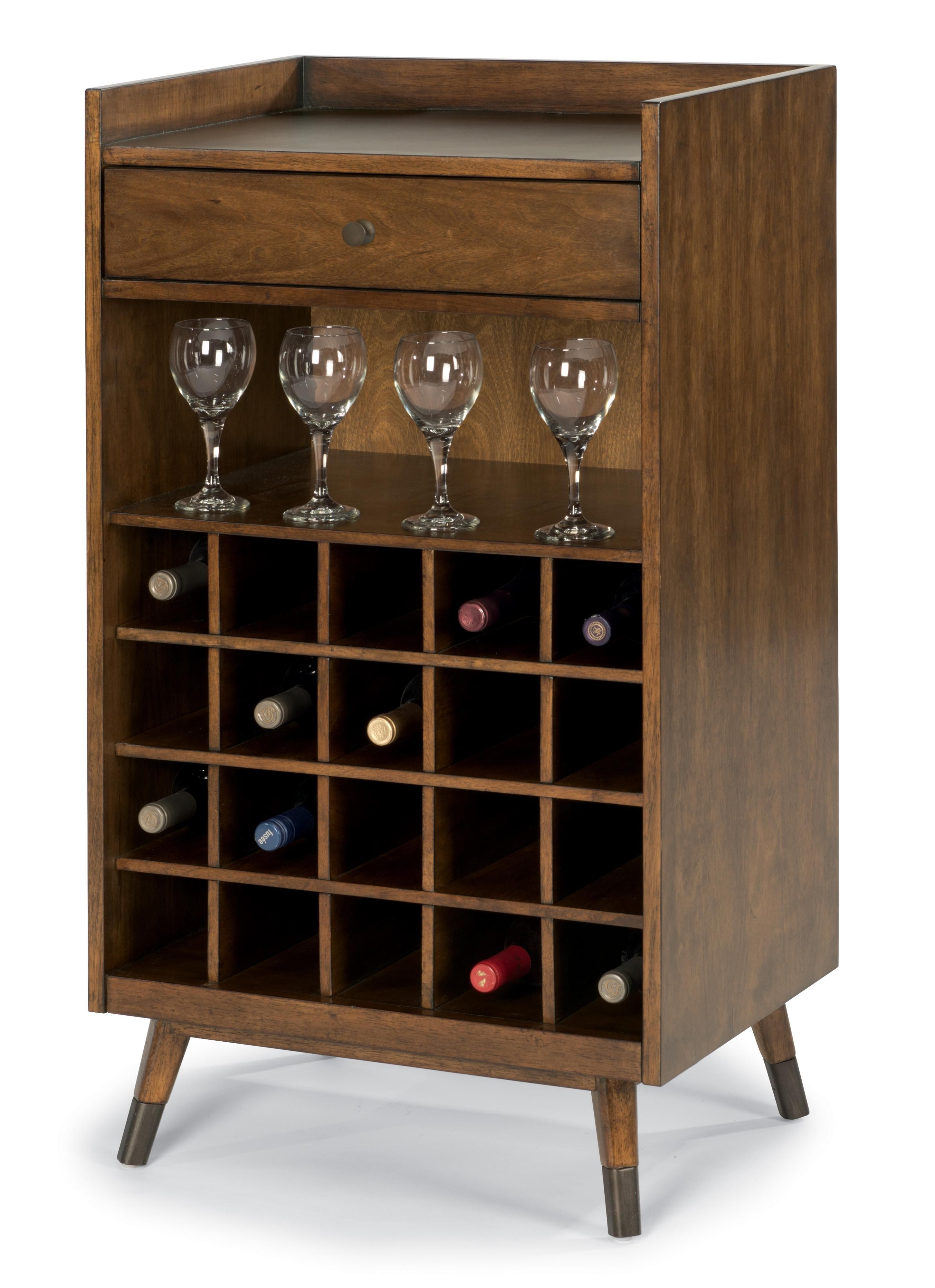 Gemini Mid Century Modern Wine Rack with Bar Accessory Drawer - Rotmans