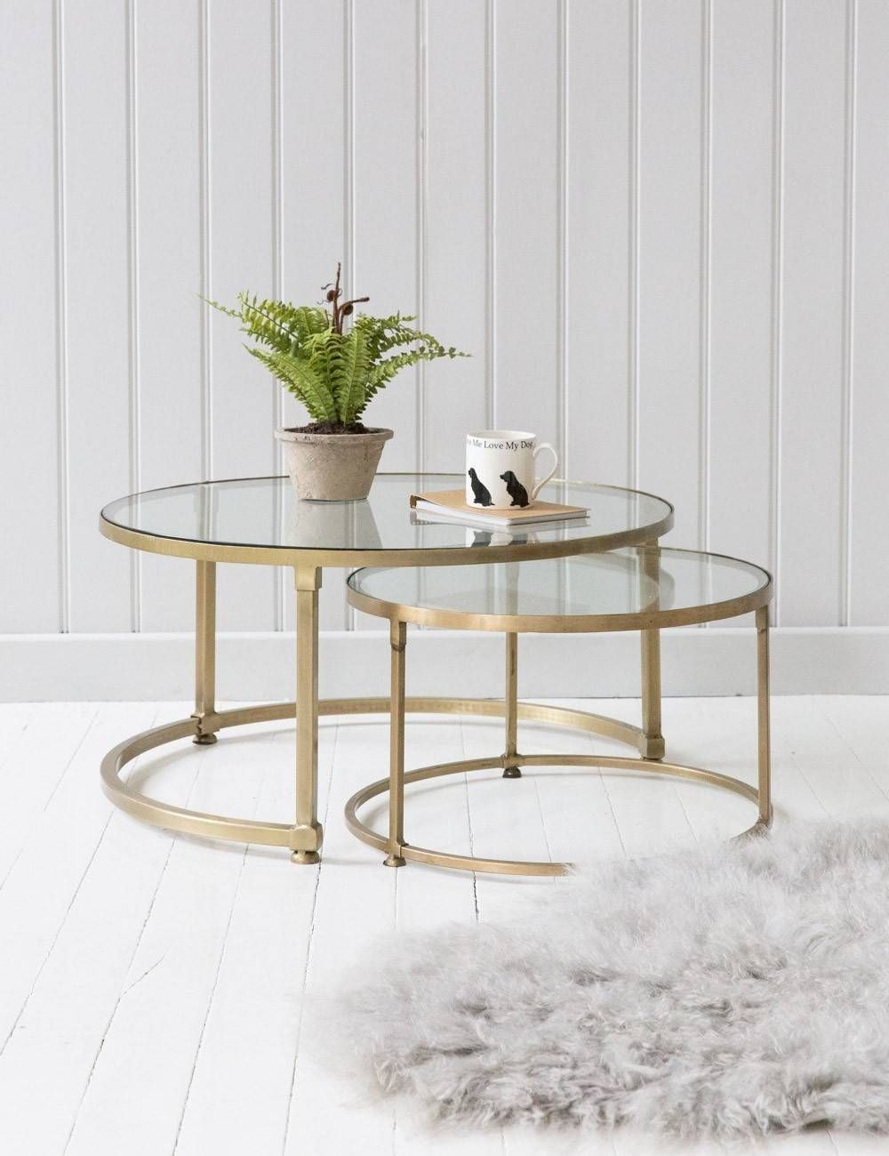 round glass and gold coffee table Bcp 36in round glass coffee table w/ satin gold trim 842957112807