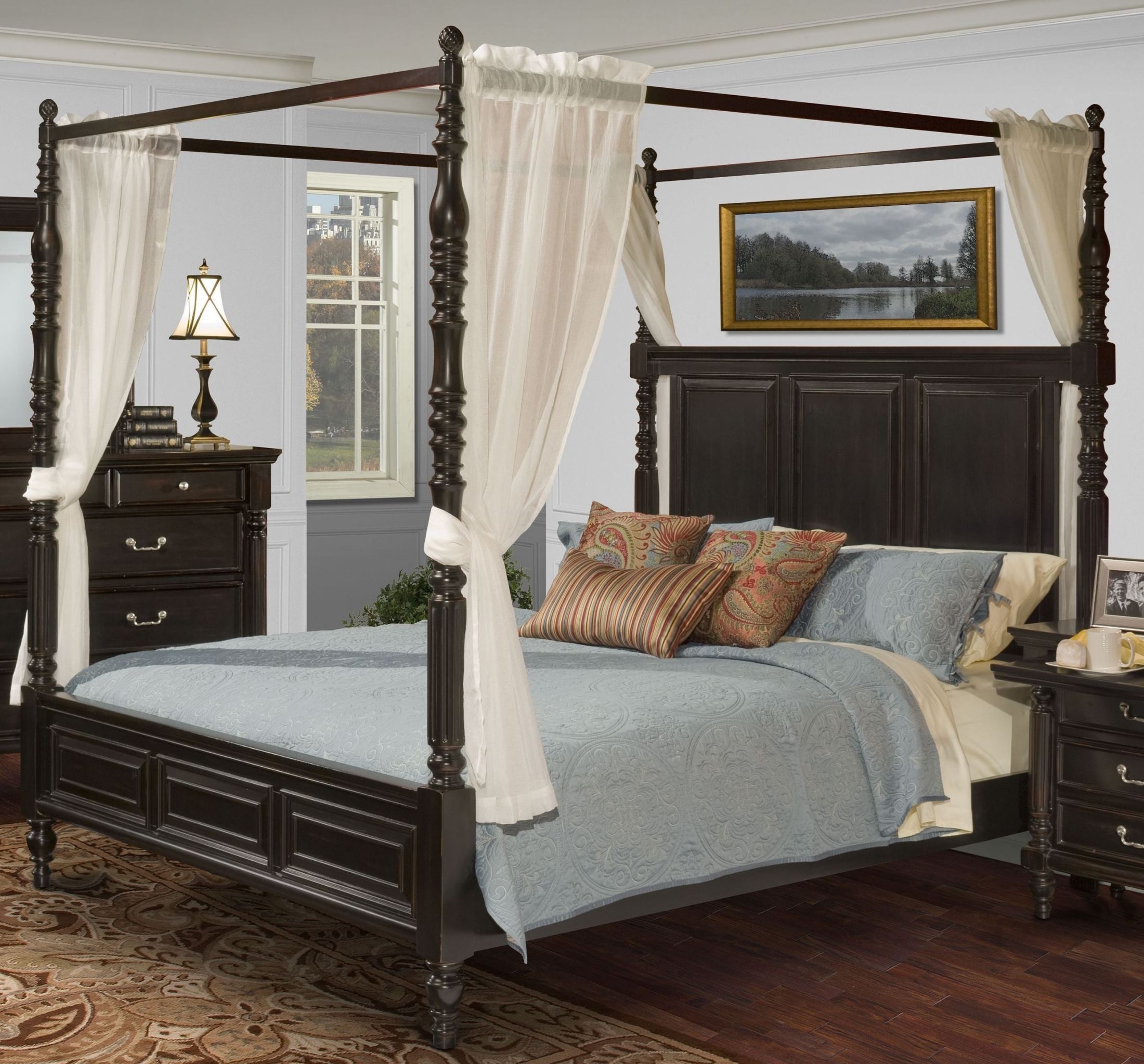 Queen Canopy Bedroom Canopy bedroom king queen cherry dumont pc sets furniture bedrooms traditional