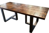 Reclaimed Wood Metal Dining Table Industrial dining table with square loop legs, rustic wood dining table