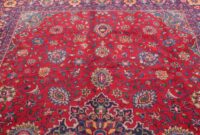 Red and Navy Blue Oriental Rugs Red navy blue floral mahal oriental area rug wool hand-knotted dining