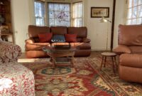 Red Colored Sofa with Blue Oriental Rug Sofa rugs persian foter couches