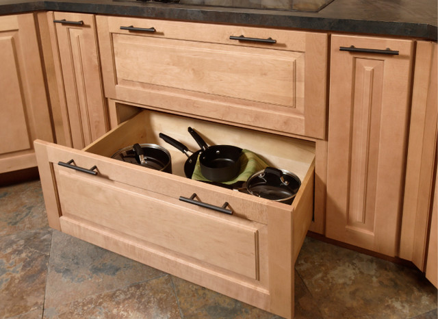 Pot and Pans Drawer Storage Kitchen Cabinets Pans storing lids