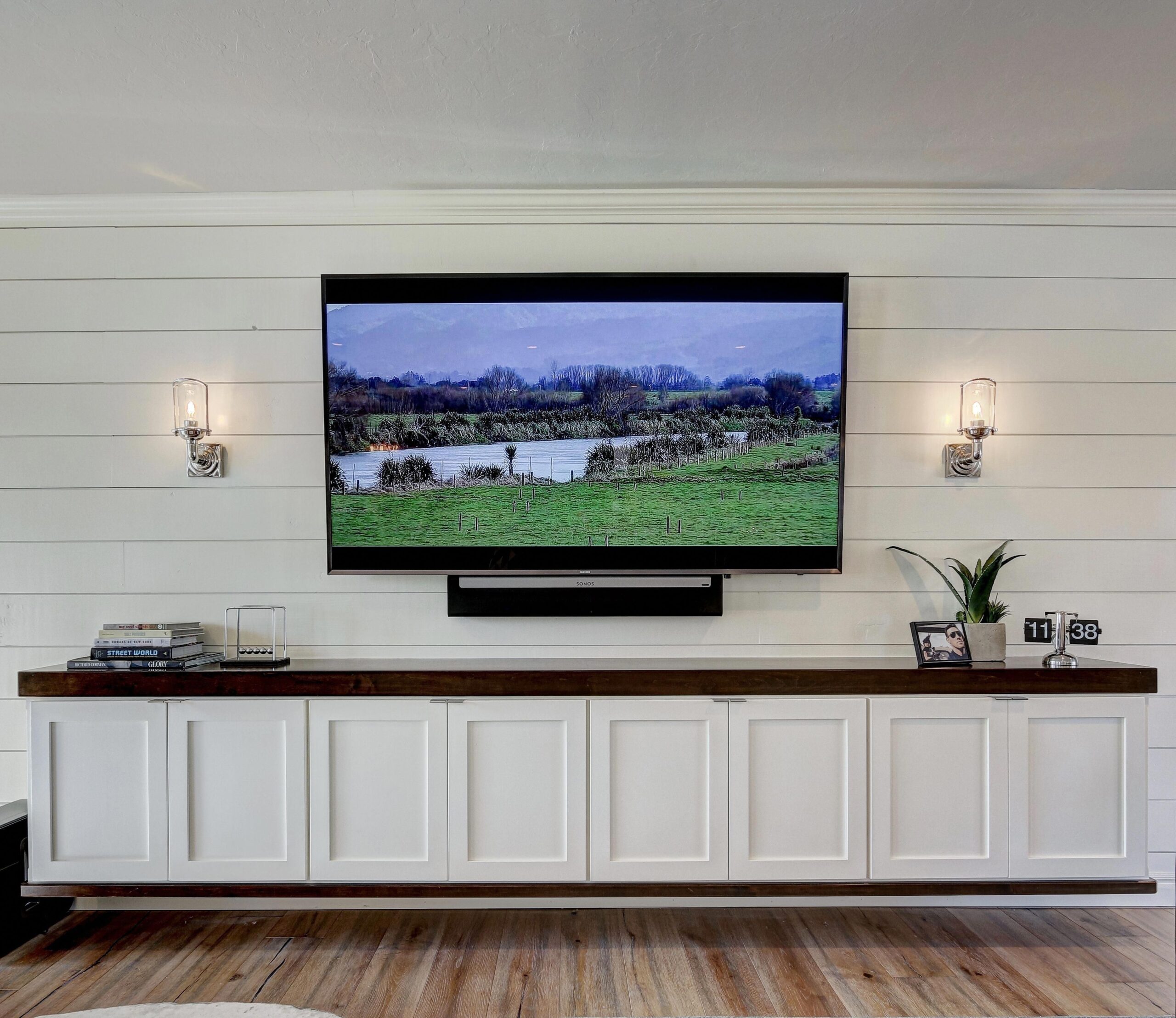 Built in Family Room Media Cabinets Olson crestin decorate cupboard hues houseofturquoise schneidermans designtrends layout placement bookshelves above leerlo livingroom shelves builtins beachy