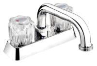 Keeney Belanger 2-Handle Pull Down Kitchen Faucet Handle faucet kitchen belanger double chrome faucets polished keeney swivel spout sink standard print