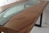 Live Edge Dining Table with Glass Table river edge dining live tables mesquite inlay glass bookmatched kitchen room wescover custommade phoenix designs furniture slab wood arcadia