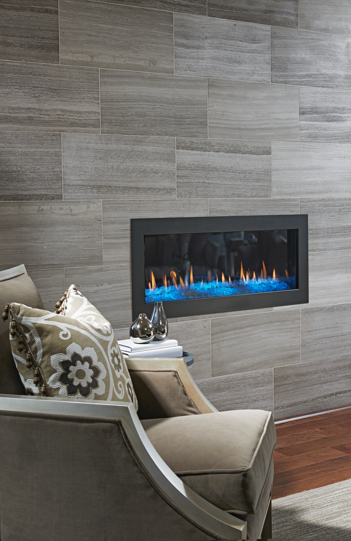 floor to ceiling tile fireplace Floor-to-ceiling fireplace tile surround