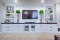 Living Room Shaker Style Built in Cabinets Shiplap entertainment center