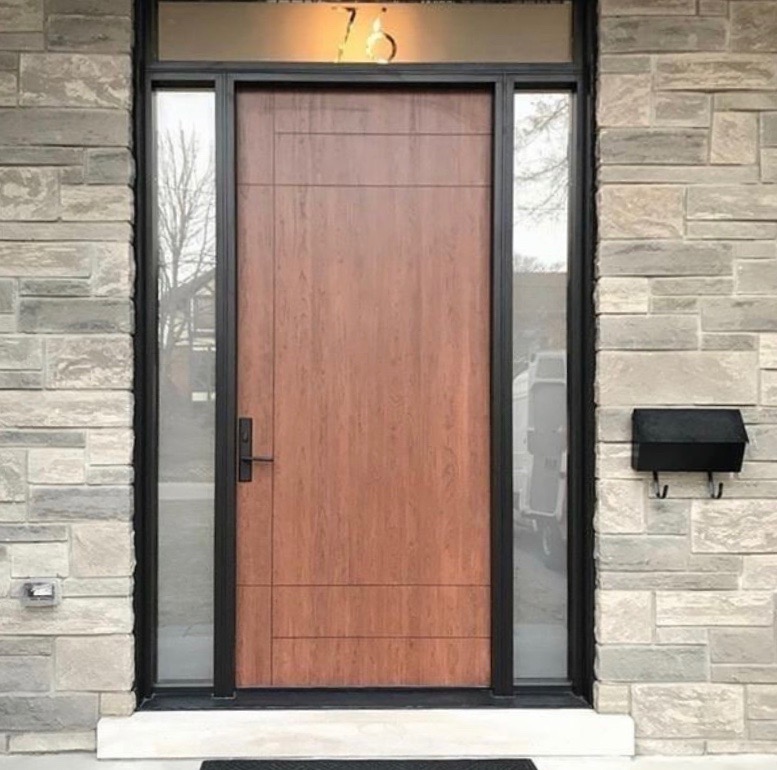 Ultra Modern Single Front Entry Door Fiberglass 2 Side Lights - Modern