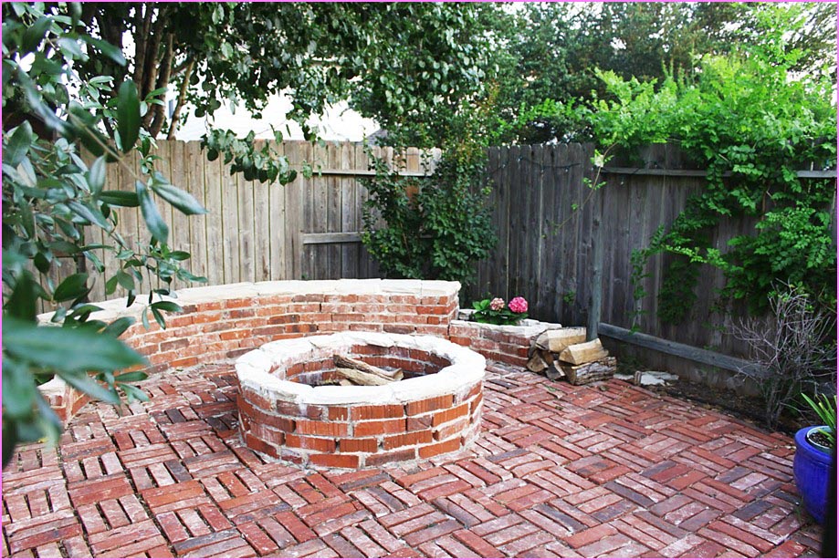 brick patio with fire pit Brick firepit