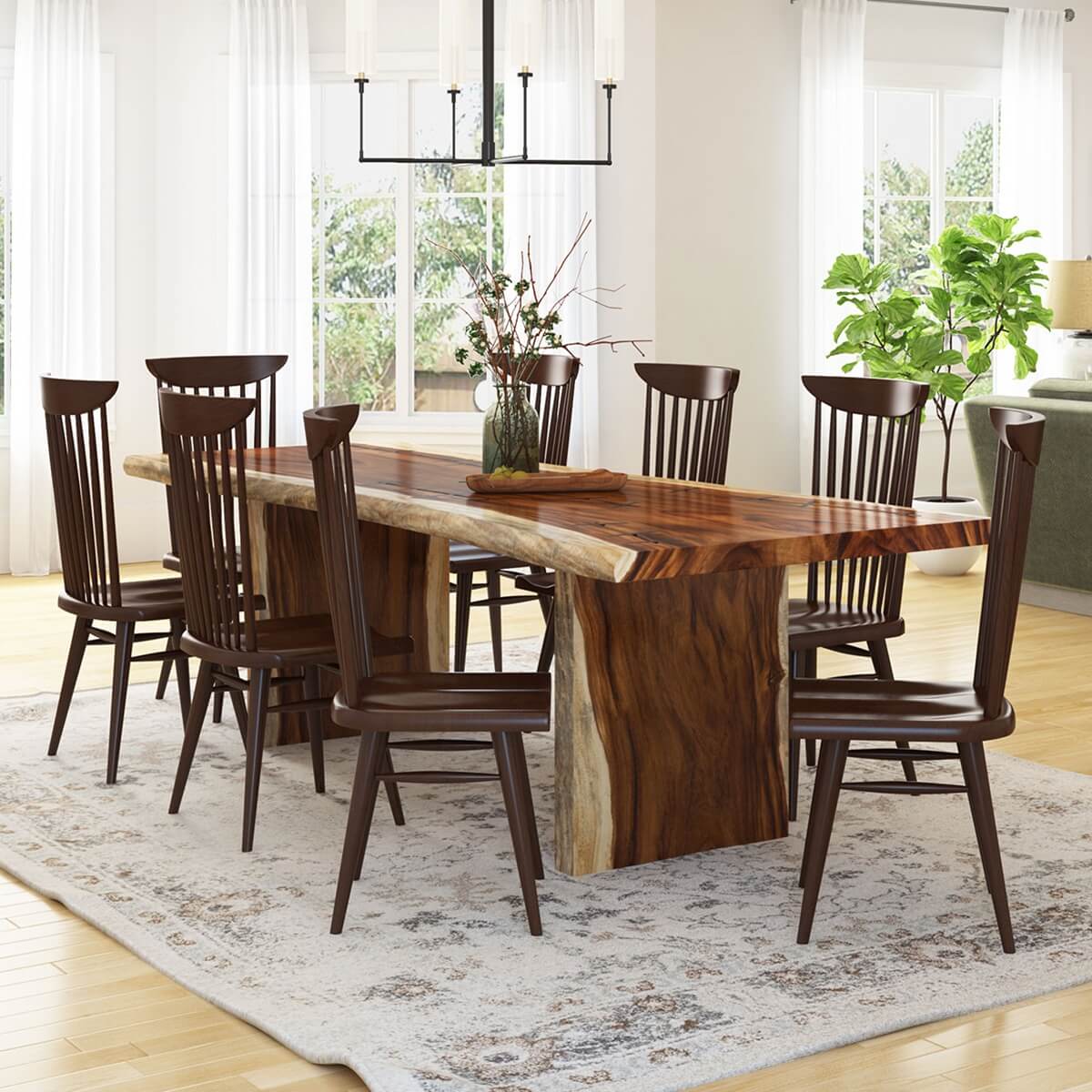 Live Edge Dining Table Set Live edge dining room table