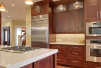 Cherry Cabinets with Light Quartz Countertops Cherry kitchen cabinets natural cabinet light wood finish countertops kitchens quartz liverpool doors wall gray maple colors style remodel furniture