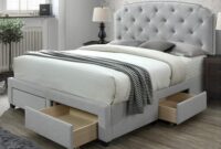 queen tufted platform bed with storage Black velvet queen size storage bed traditional meridian furniture