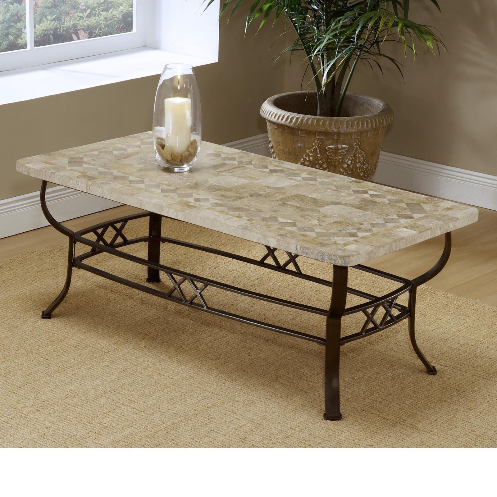 stone and metal coffee table Seagrass blackened foter pointermm