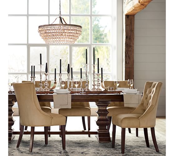 pottery barn banks dining table Pottery barn table banks dining extending chandelier drop crystal furniture rectangular tables clarissa off buffets bars medium memorial weekend candieanderson