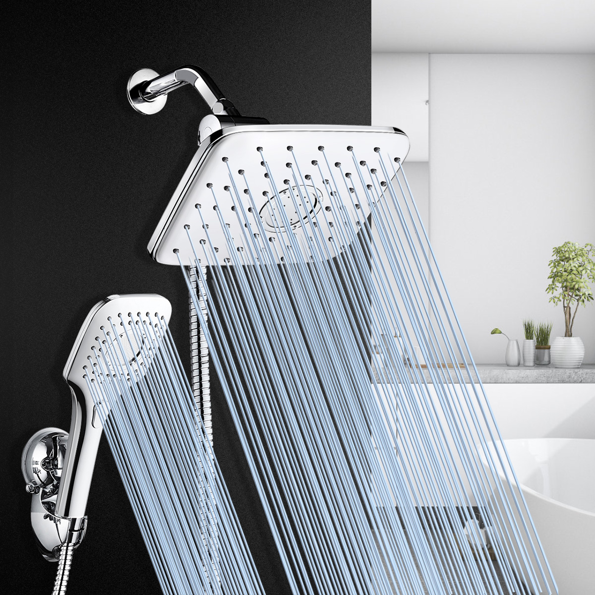 Hotel Spa Ultra-Luxury 9" Square Fixed Rainfall Dual Shower Head / Rain