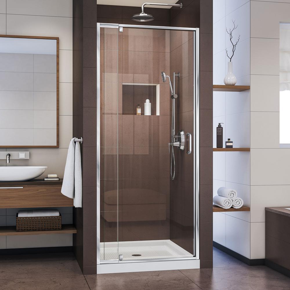 Swinging Glass Shower Doors On Tubs Shower door framed homedepot doors depot dreamline shdr flex pivot chrome