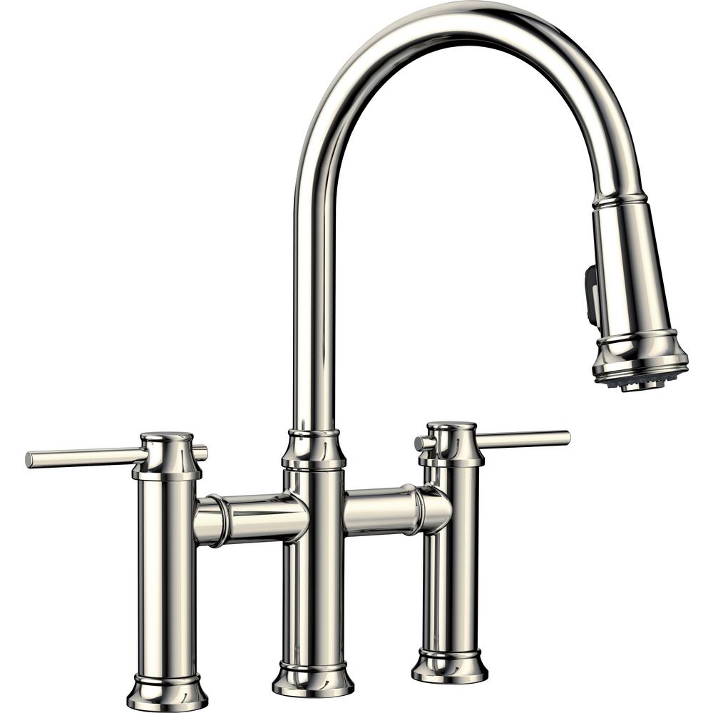 two handle pull down kitchen faucet Faucets sprayer empressa polished nickel bathworks lowes gpm surftalk dispensers