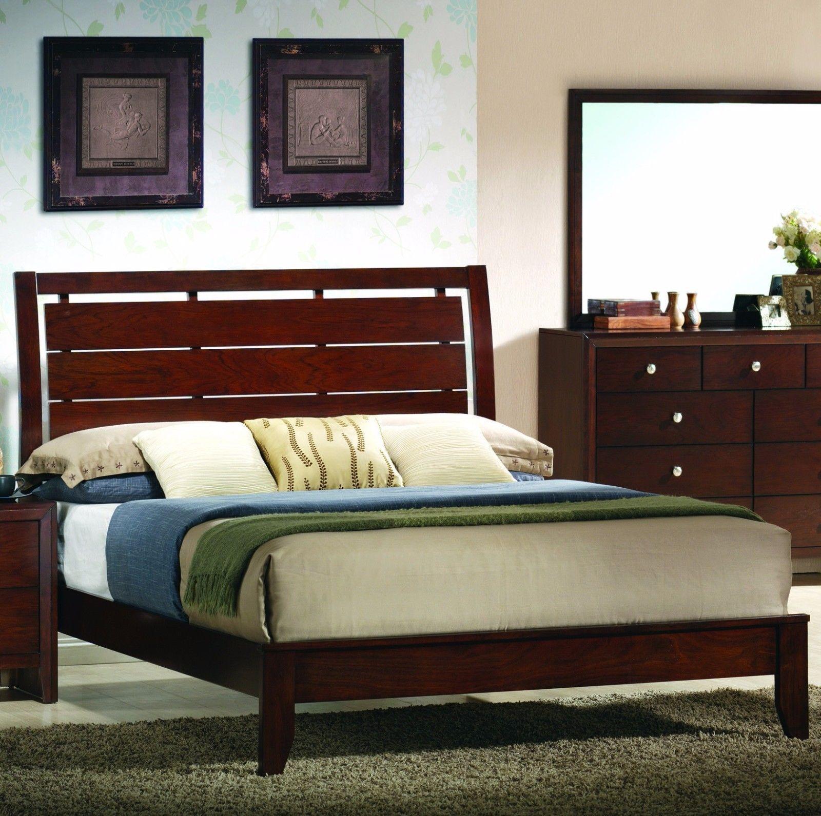 Solid Cherry Wood Queen Size Bedroom Sets Bedroom stanley crown mark wood solid queen king cherry b1600 finish oak brown bed furniture sets traditional panel 5pcs classic