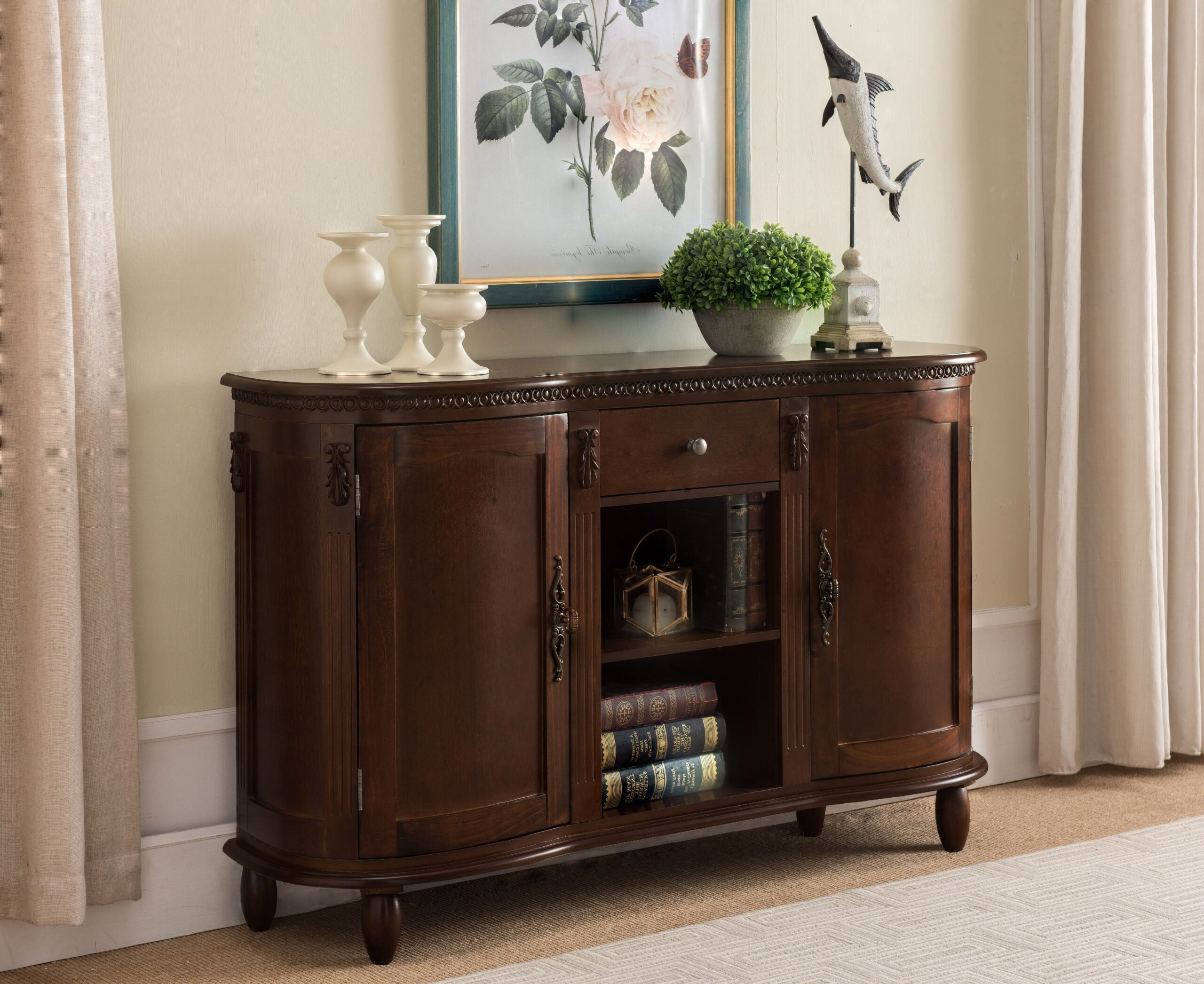 Contemporary Console Table with Storage Console table entryway wood storage contemporary display drawer dark cherry