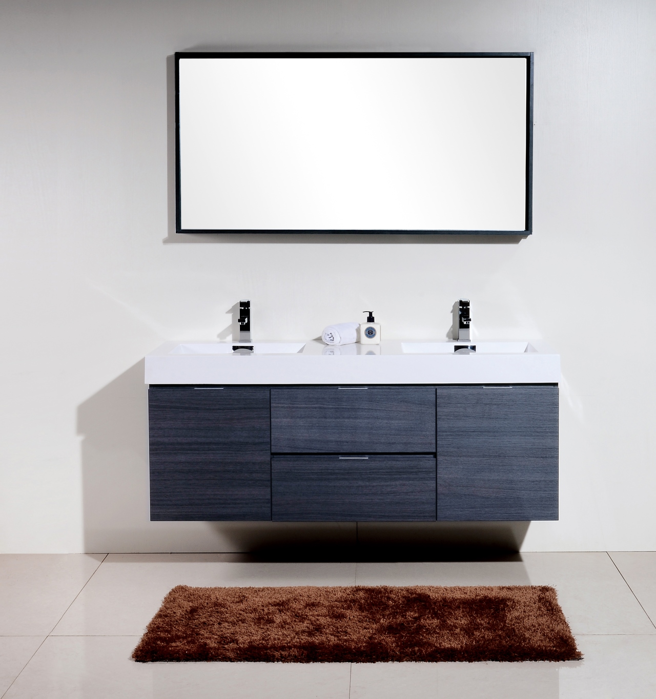 wall mount double sink vanity Ebern designs 140cm wall mounted double sink vanity unit