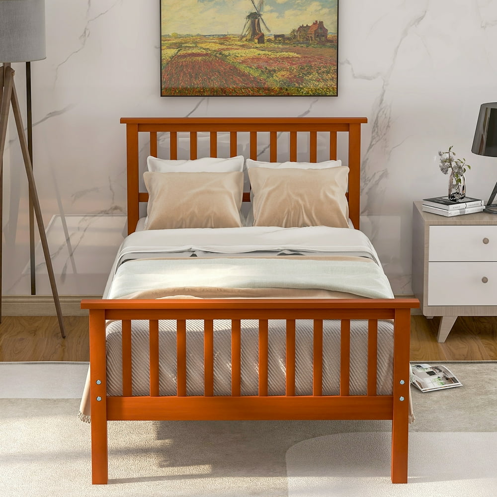 wooden twin bed frame with headboard Clearance! twin bed frame no box spring needed, wood platform bed frame