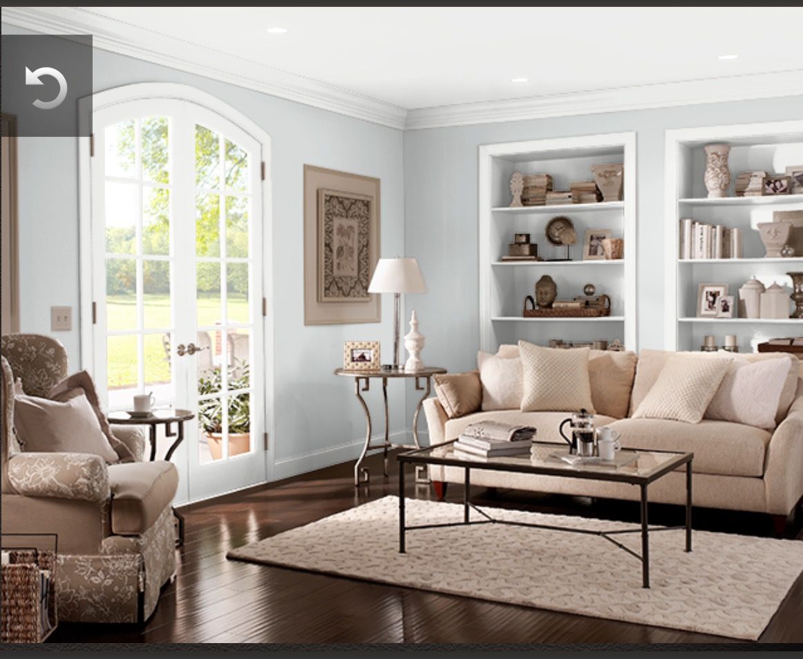 LIVING ROOMS: Behr Evaporation N450-1 (pale bluish gray) Hallway Paint