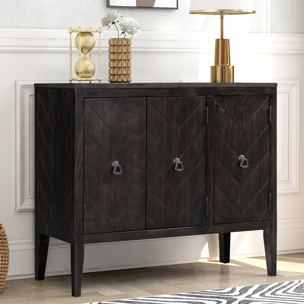 console table with storage cabinet Levi walnut wood sideboard buffet console table with storage drawers