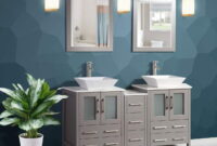 bathroom vanity with sink and mirror Vanity art 60" double sink bathroom vanity combo set 5-drawers, 2